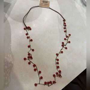 Red stone and leather necklace.  NWT, perfect gift!!